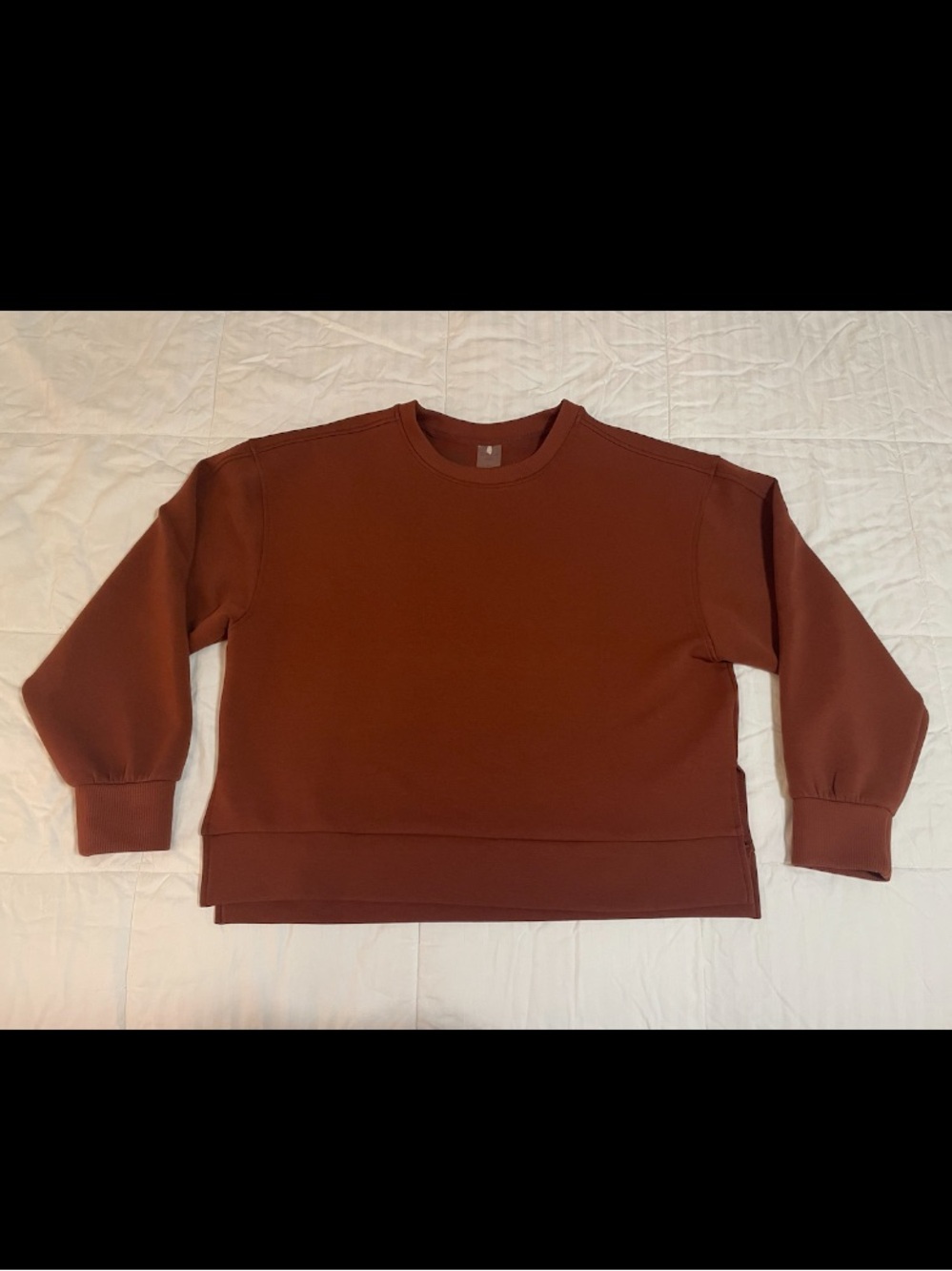 Calia Cropped Soft Scuba Sweatshirt Women’s Large Red Brown Rust Crewneck EUC